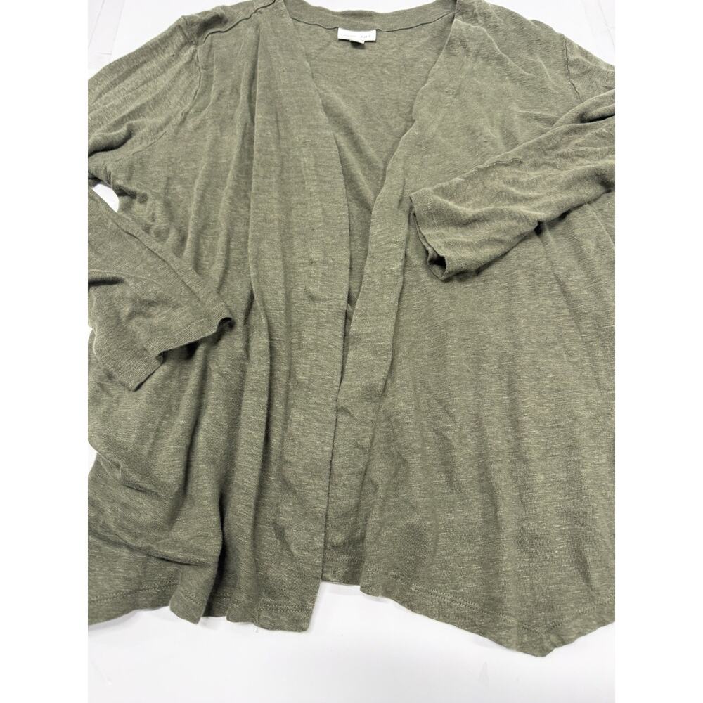 J Jill 2XL Duster Cardigan Linen Lightweight Green Open Knit Long Sweater - Picture 2 of 6